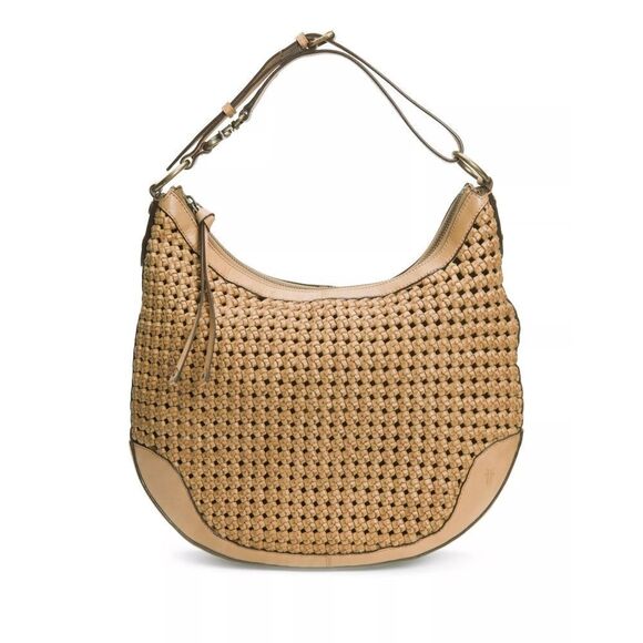 New! FRYE Melissa Woven Leather Scooped Hobo Bag Handbag Adjustable Strap - Picture 2 of 10